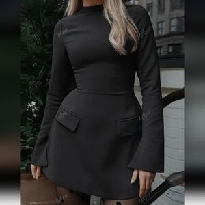 Shein black long sleeve minidress, medium/6 NIB